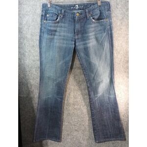 7 For All Mankind Jeans Women's 31 Blue Dark Wash A Pocket Boot Cut‎ Jeans USA
